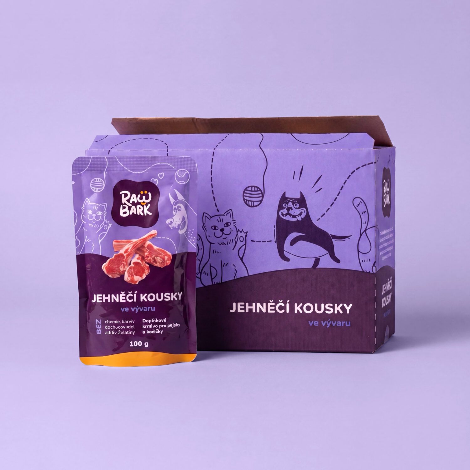 RawBark Jehněčí kousky ve vývaru – balení 10 ks
